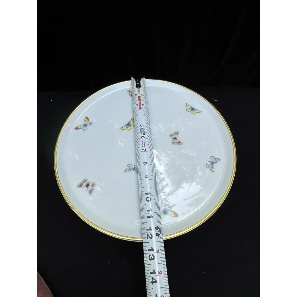 Tharaud Limoges Porcelain White Butterfly Cake Plate Rare! -8/25